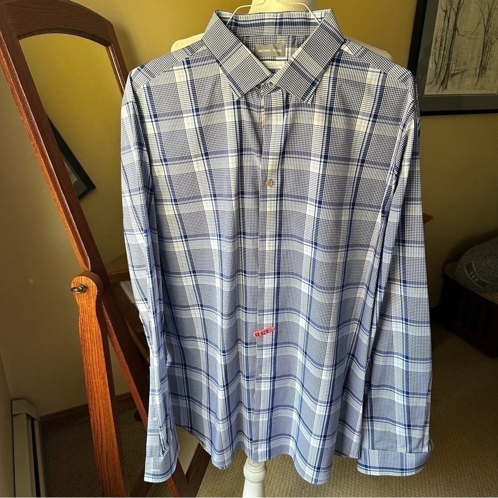 Michael Kors Regular Fit Airsoft Stretch Button Down Dress Shirt sz 2XL